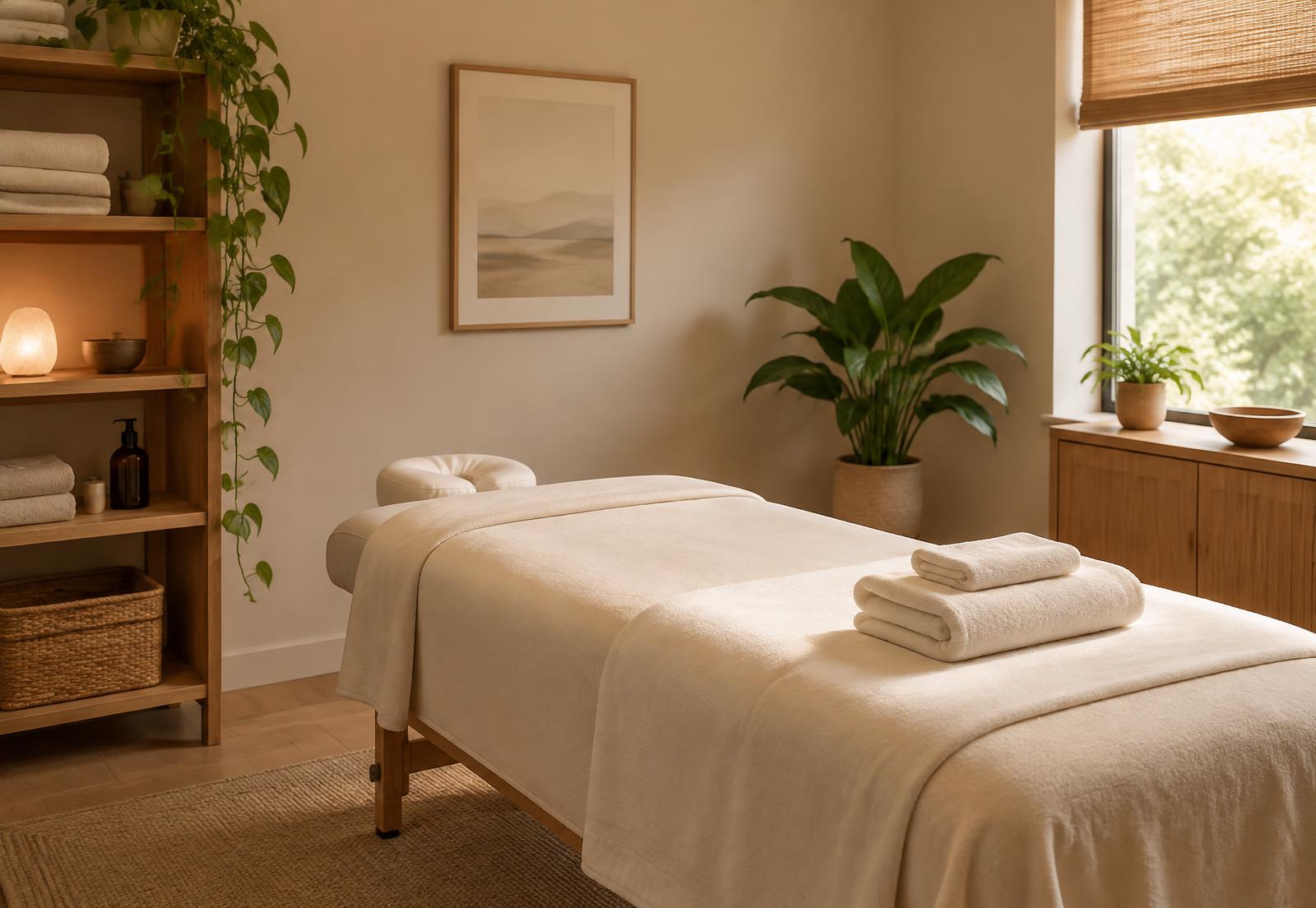 Massage treatment room at Sundari Massage in Exeter, NH